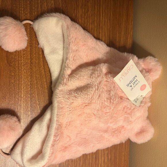 Capelli New York Toddler Faux Fur Hat & Mittens Set Pink 2T–4T NWT - Picture 1 of 3